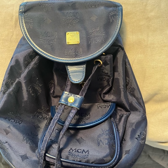 Vintage MCM Black Nylon Canvas Silky Jacquard Monogram Visetos Mini Backpack - Picture 4 of 7